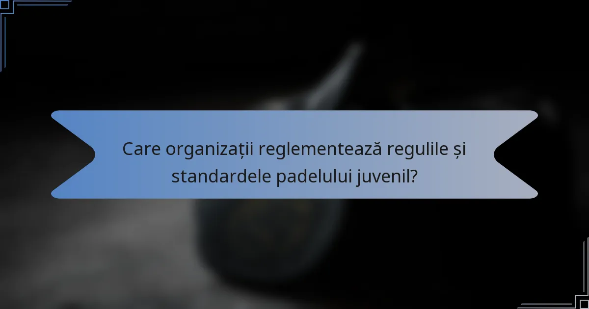 Care organizații reglementează regulile și standardele padelului juvenil?