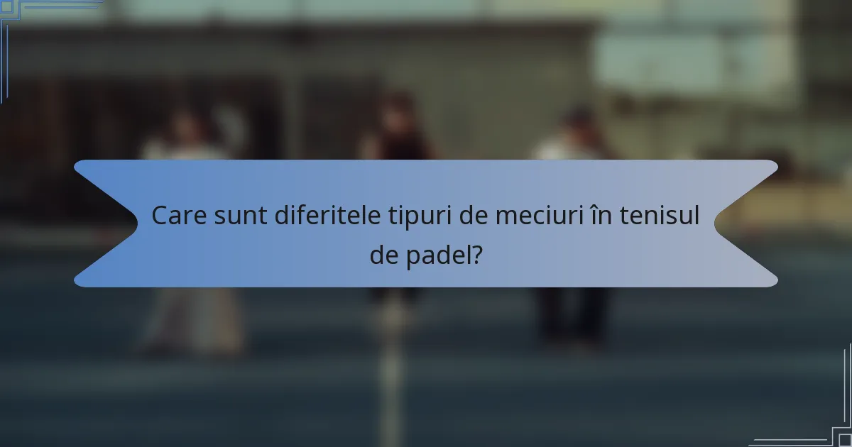 Care sunt diferitele tipuri de meciuri în tenisul de padel?