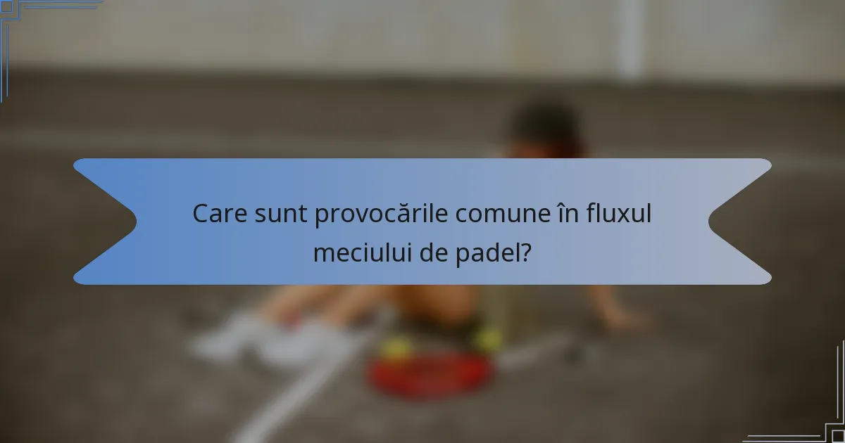 Care sunt provocările comune în fluxul meciului de padel?