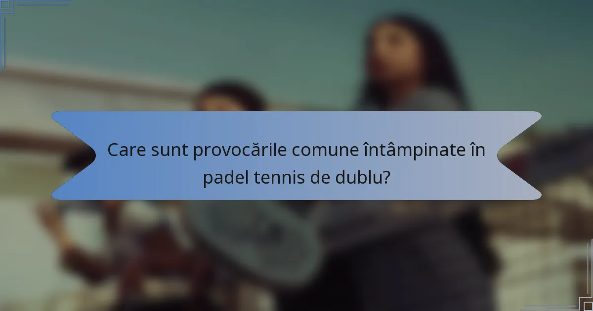Care sunt provocările comune întâmpinate în padel tennis de dublu?
