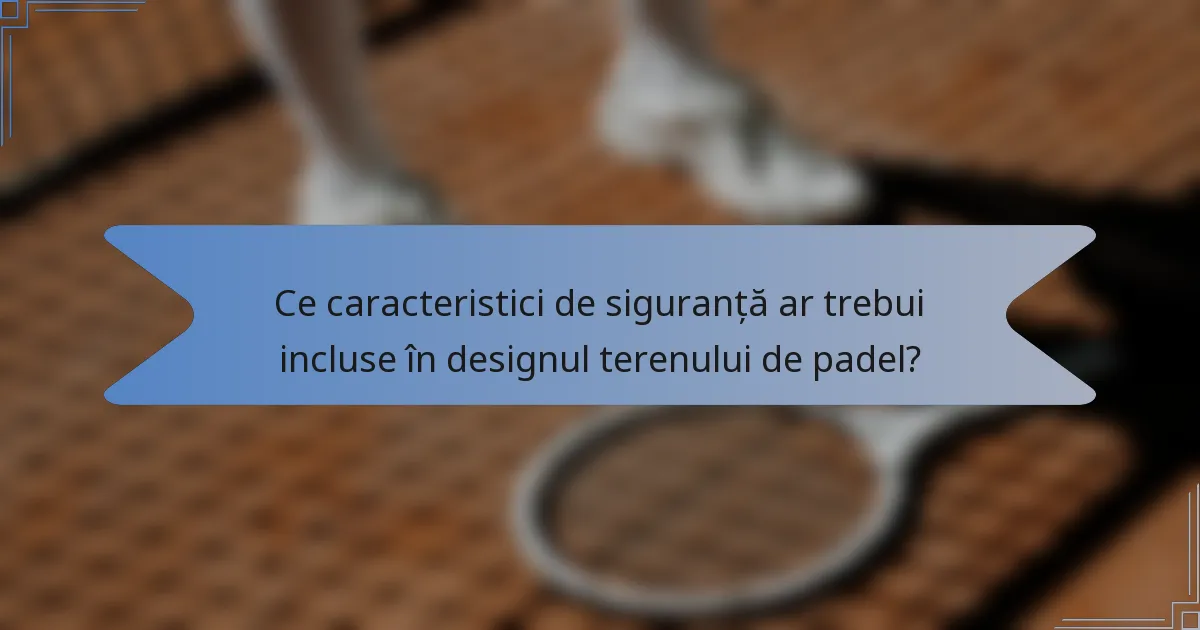 Ce caracteristici de siguranță ar trebui incluse în designul terenului de padel?