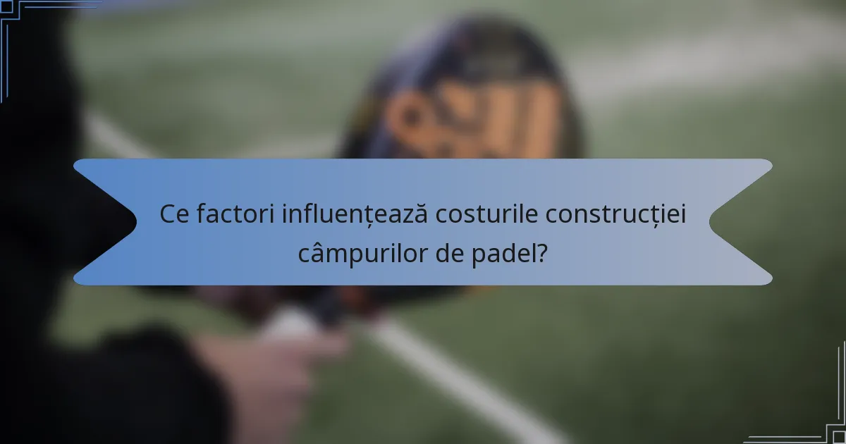 Ce factori influențează costurile construcției câmpurilor de padel?