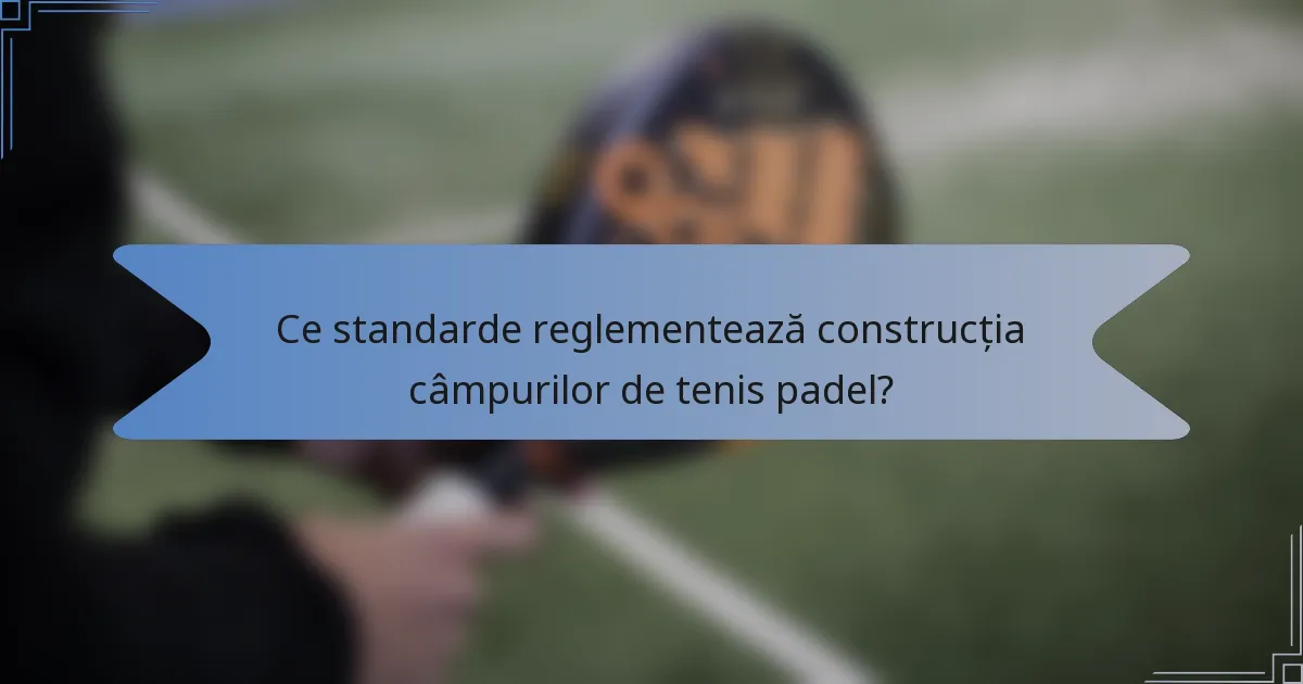 Ce standarde reglementează construcția câmpurilor de tenis padel?