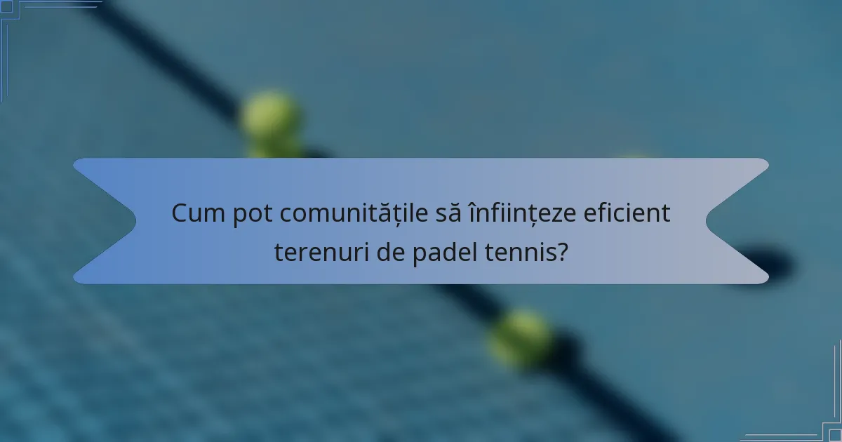 Cum pot comunitățile să înființeze eficient terenuri de padel tennis?