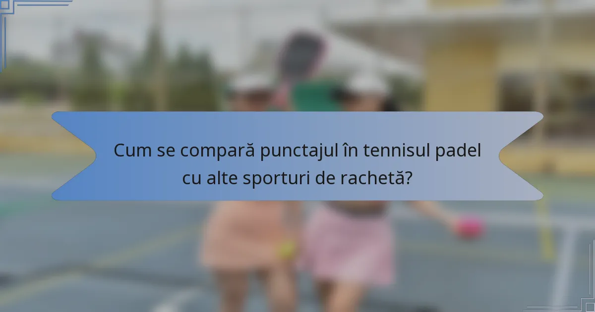 Cum se compară punctajul în tennisul padel cu alte sporturi de rachetă?