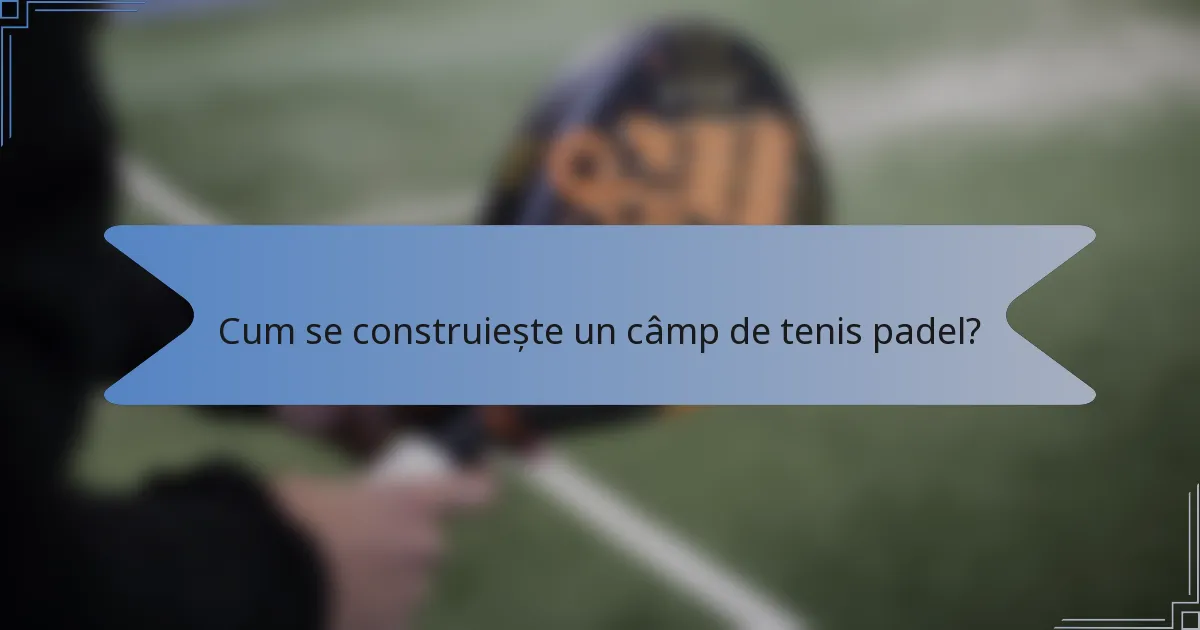 Cum se construiește un câmp de tenis padel?