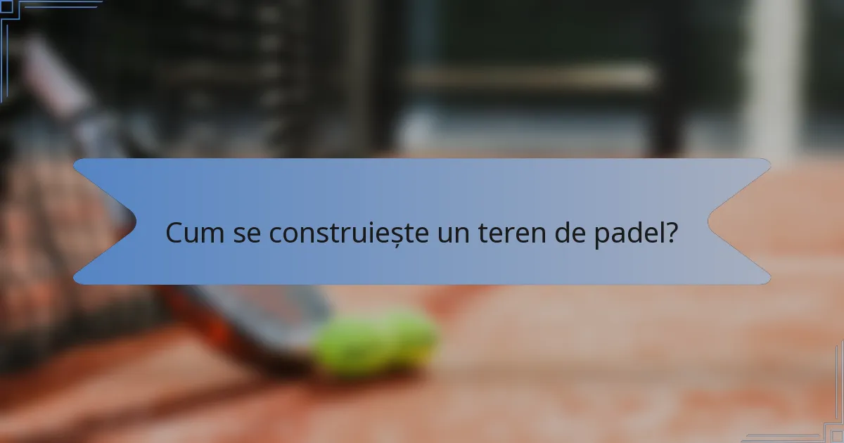 Cum se construiește un teren de padel?